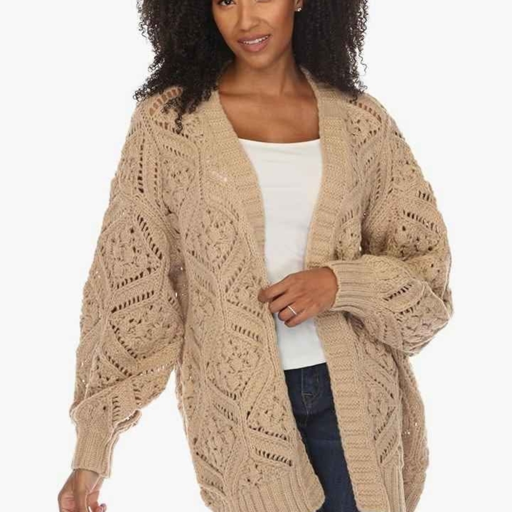 Grace Karin Elegant Tan Knit Cardigan